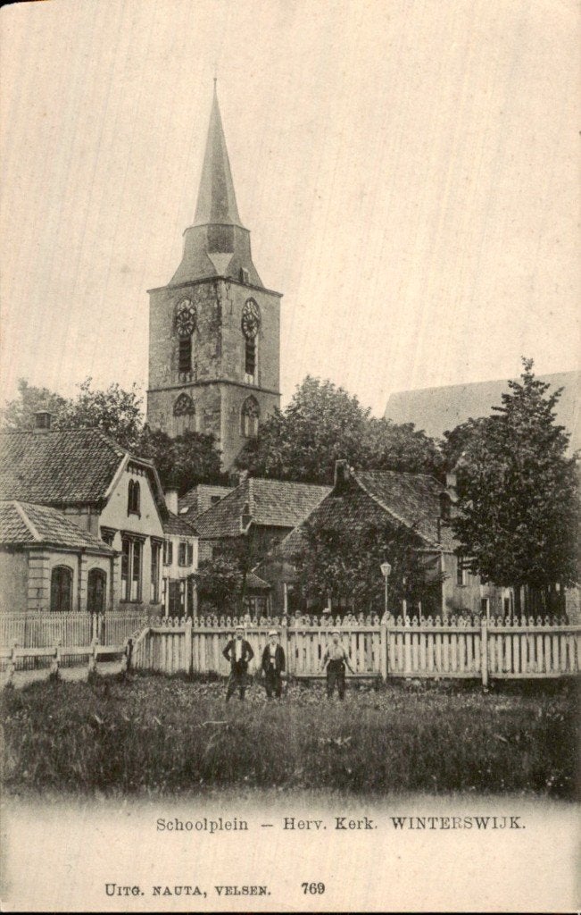 Winterswijk - Herv. Kerk - Schoolplein, Ophalen of Verzenden, Voor 1920, Ongelopen, Gelderland