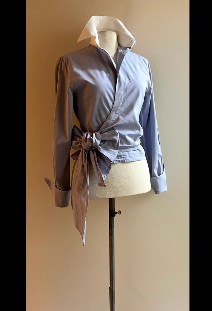 Pauw 1 36/38 wikkel overslag blouse licht blauw, Kleding | Dames, Ophalen of Verzenden, Zo goed als nieuw, Maat 36 (S), Blauw