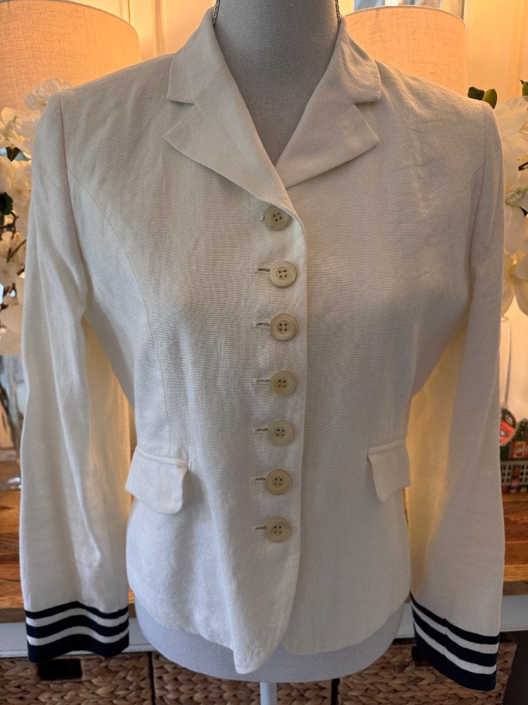 Witte linnen blazer Josephine & Co, 38/M, linnen., Maat 38/40 (M), Verzenden, Wit, Zo goed als nieuw