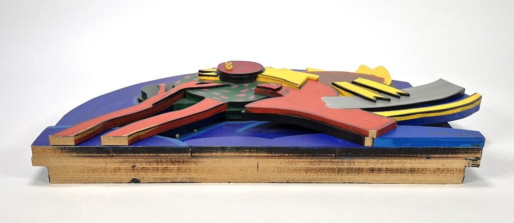 1. Houten polychroom reliëf, Corneille, 2002, Antiek en Kunst, Houtsnijwerk, Ophalen of Verzenden, Hout, Europa