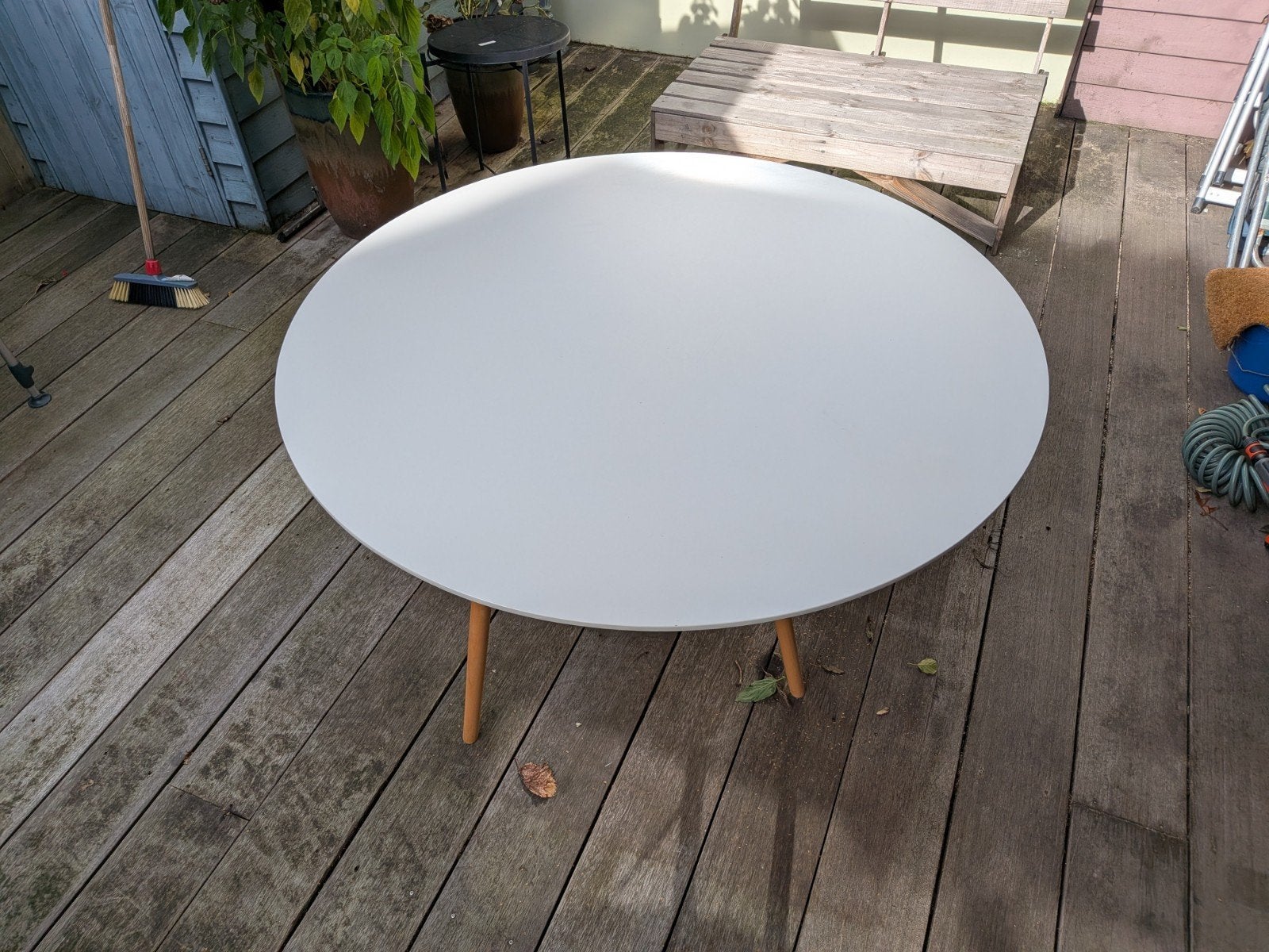 Ronde eettafel 120cm met houten onderstel voor 4 personen, Ophalen, Rond, Vier personen, 100 tot 150 cm