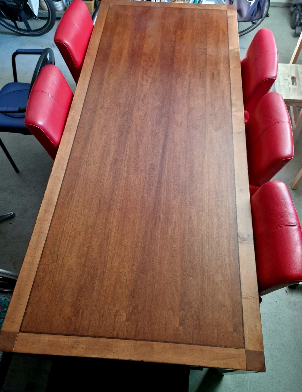 Grote hoogwaardige kersenhouten eettafel/kantoortafel, Ophalen, 100 tot 150 cm, 200 cm of meer, Zo goed als nieuw