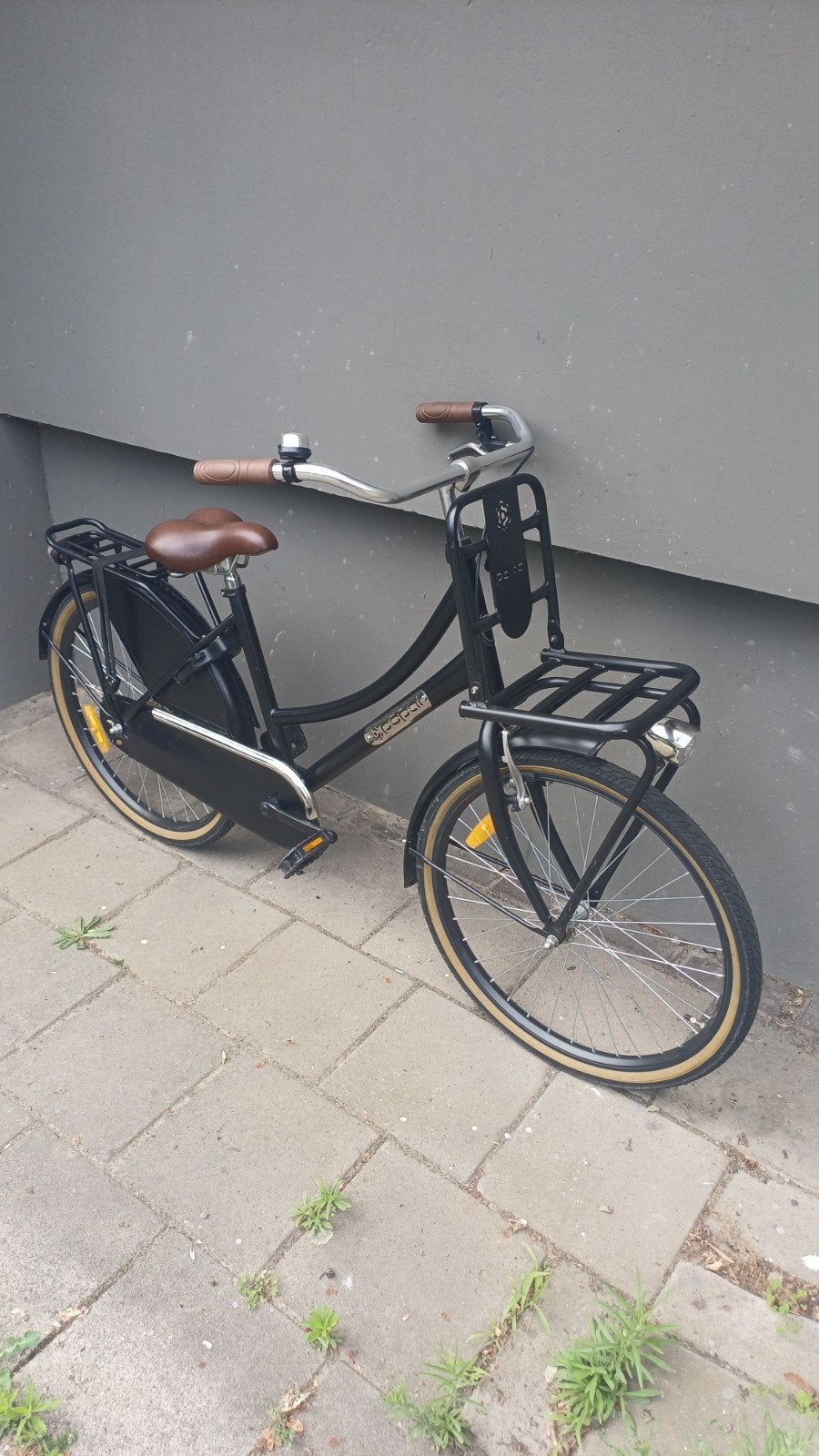 Popal Transportfiets 24 inch - Mat Zwart met LED Verlichting, Fietsen en Brommers, Fietsen | Meisjes, Gebruikt, 24 inch, Handrem