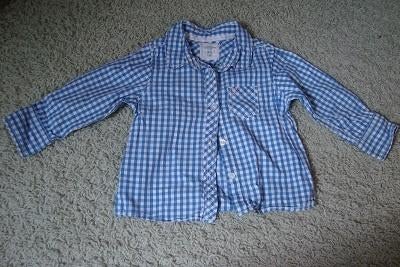 Blauw geruite BLOUSE met lange mouw Maat 86, LOGG, Ophalen of Verzenden, Zo goed als nieuw, Overhemdje of Bloesje
