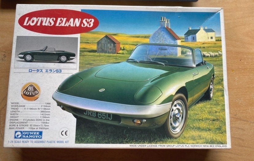 Vintage Lotus Elan S3  (1:24) Gunze Sangyo, Overige merken, Auto, 1:32 tot 1:50, Nieuw