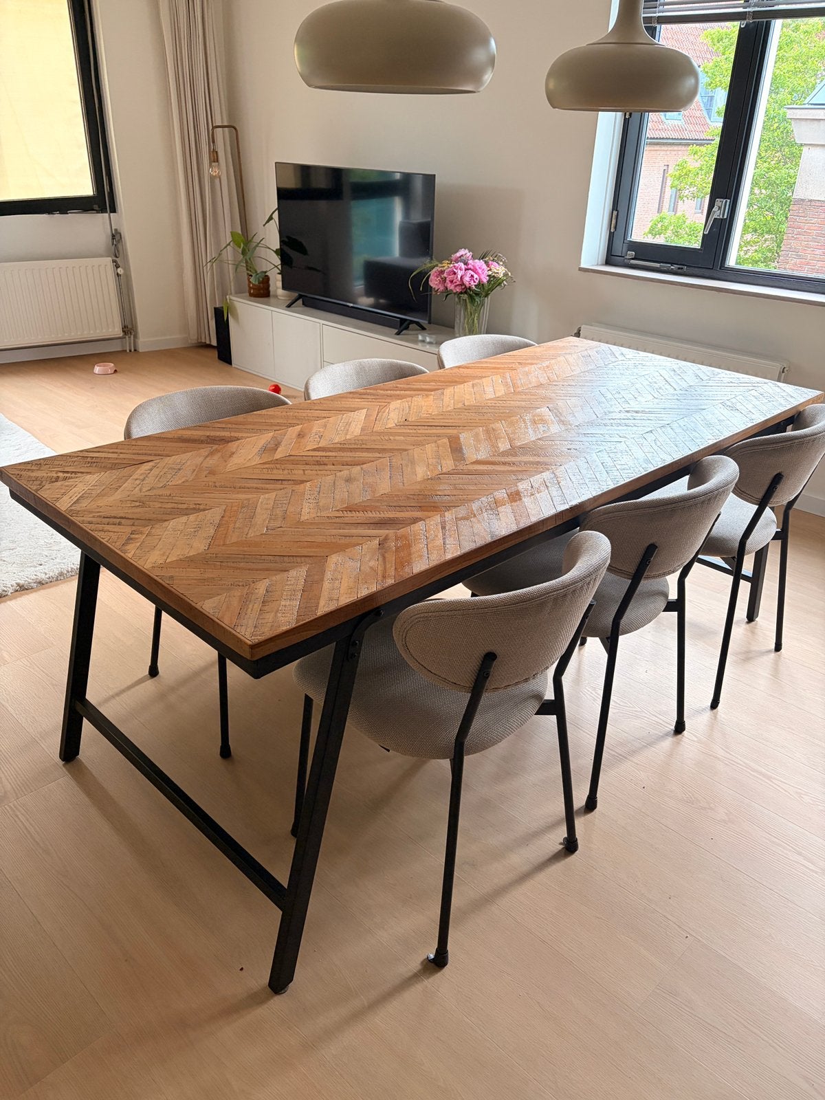 Eettafel Mateo Karwei 200 x 90, Ophalen, Gebruikt, 200 cm of meer, 50 tot 100 cm
