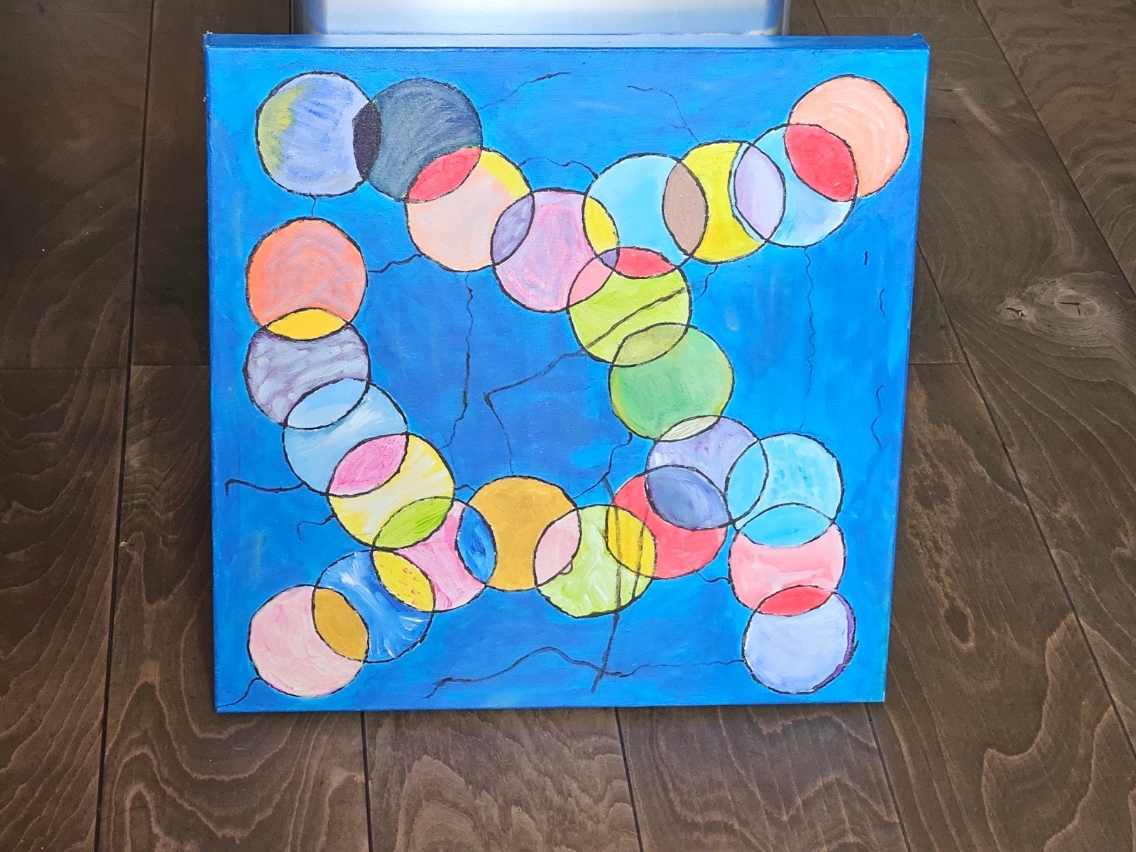 Set van 3 handgeschilderde kunstwerken op canvas, Ophalen of Verzenden