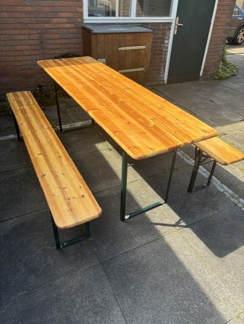 biertafel met banken, Ophalen, Gebruikt, Inklapbaar, Rechthoekig