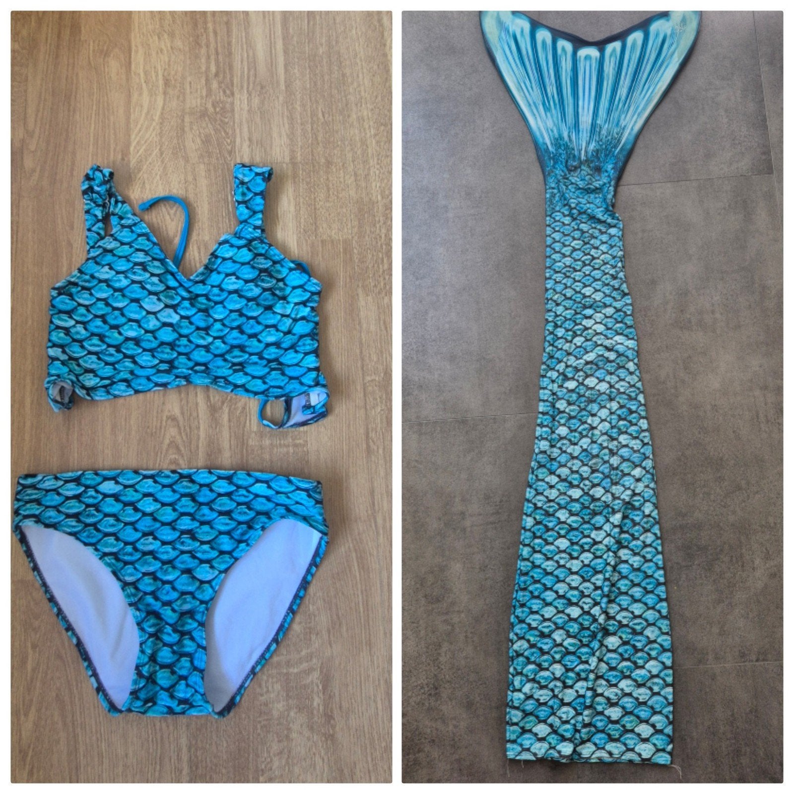 Zeemeerminstaart met bikini L 152 158 - Fin Fun Mermaidens, Gebruikt, Bikiniset, Meisje, Ophalen of Verzenden