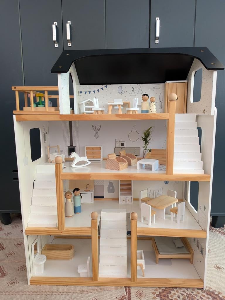 XL Houten Poppenhuis Petite Amélie met Meubelset, Kinderen en Baby's, Speelgoed | Poppenhuizen, Ophalen, Gebruikt, Poppenhuis
