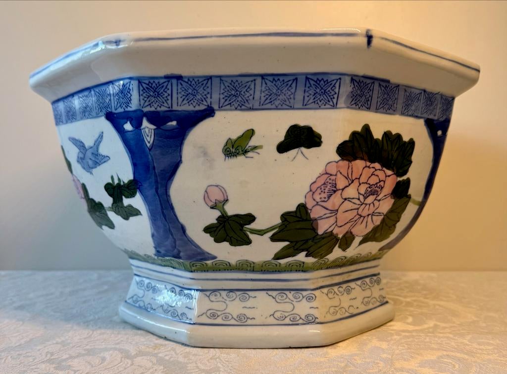 Chinese Porseleinen Bloempot - Octagonaal, Ophalen of Verzenden