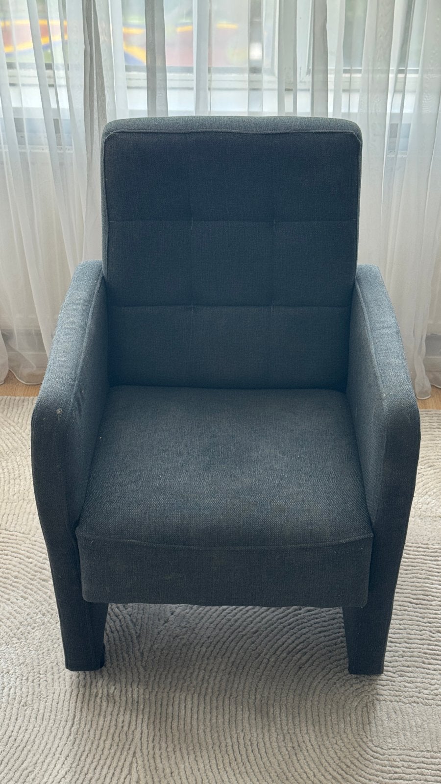Comfortabele grijze fauteuil - Zo goed als nieuw, Antiek en Kunst, Ophalen