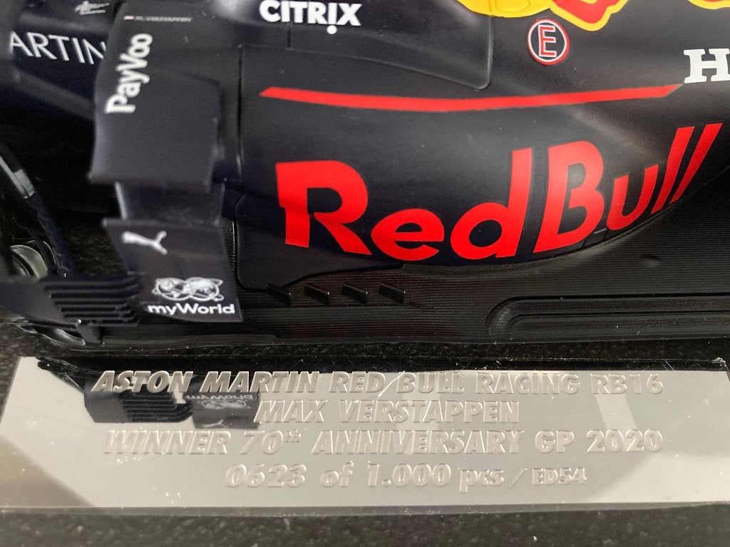 ✅ Max Verstappen 1:18 Winner 70th Anniversary 2020 editie 54, Verzamelen, Ophalen of Verzenden, Nieuw, Formule 1