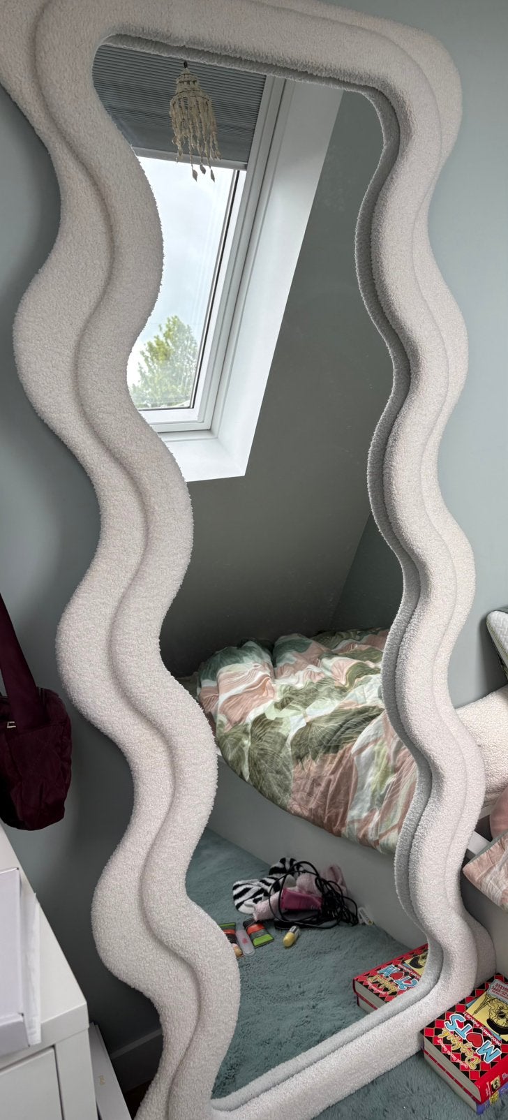 Teddy wave organische spiegel, Huis en Inrichting, Woonaccessoires | Spiegels, Ophalen, Minder dan 50 cm, Zo goed als nieuw, Minder dan 100 cm