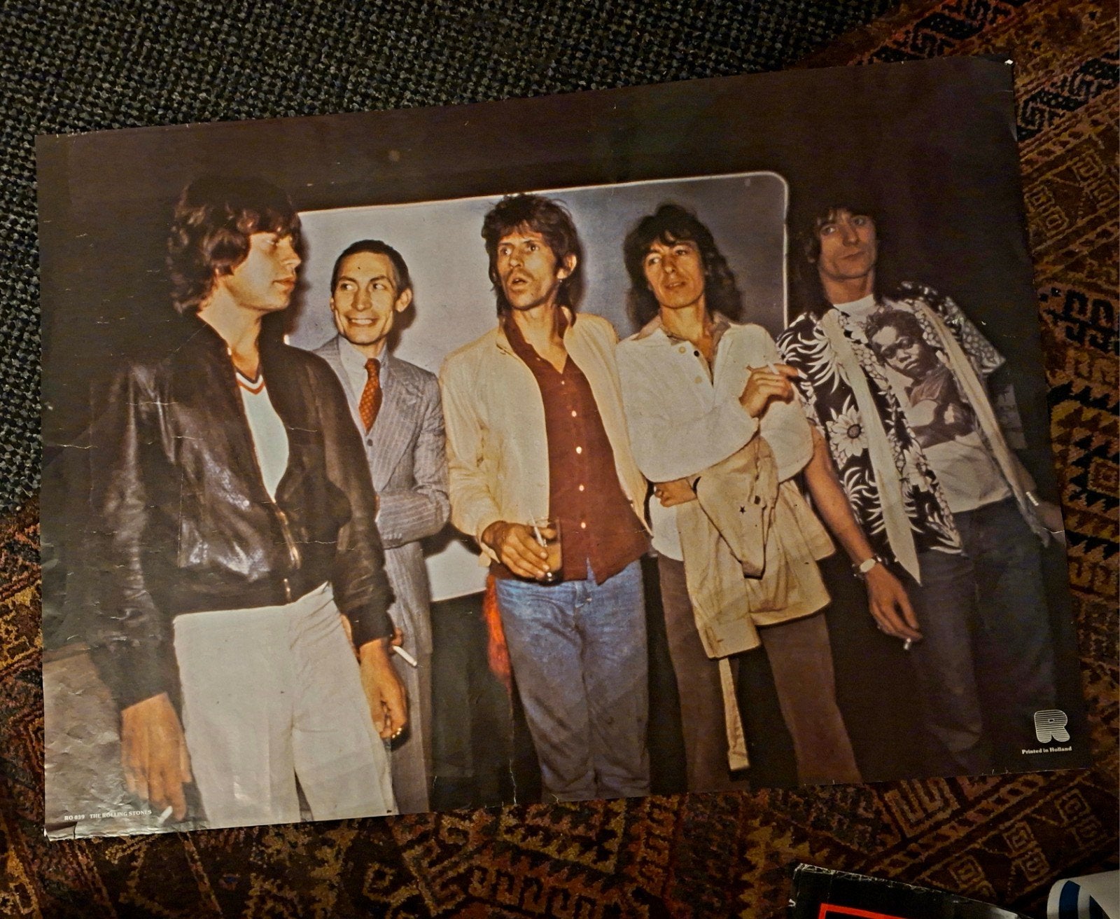 Grote Rolling Stones Poster 1977 - Vintage Muziek Kunst, Gebruikt, Deurposter of groter, Rechthoekig Liggend, Ophalen of Verzenden