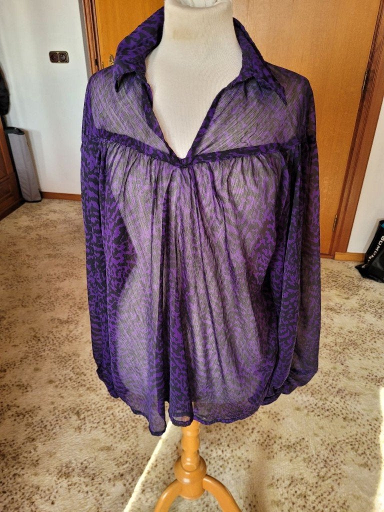 leuke blouse  van shoeby mt XL paars print, Blouse of Tuniek, Paars, Ophalen of Verzenden, Zo goed als nieuw