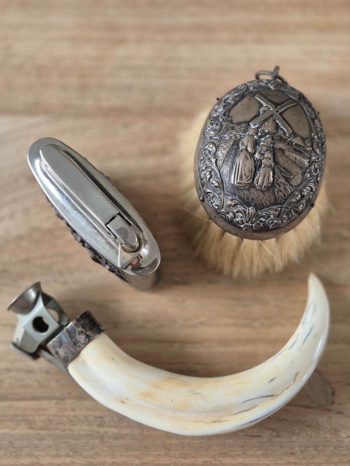 drie antieke items, Antiek en Kunst, Ophalen, Zilver