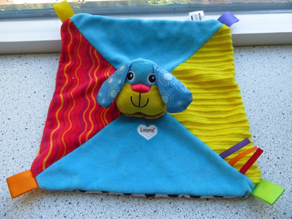 Knuffeldoek hond of hondje merk Tomy Lamaze vrolijk gekleurd, Zo goed als nieuw, Wasbaar, Middelgroot (20 tot 80 cm), Meerkleurig
