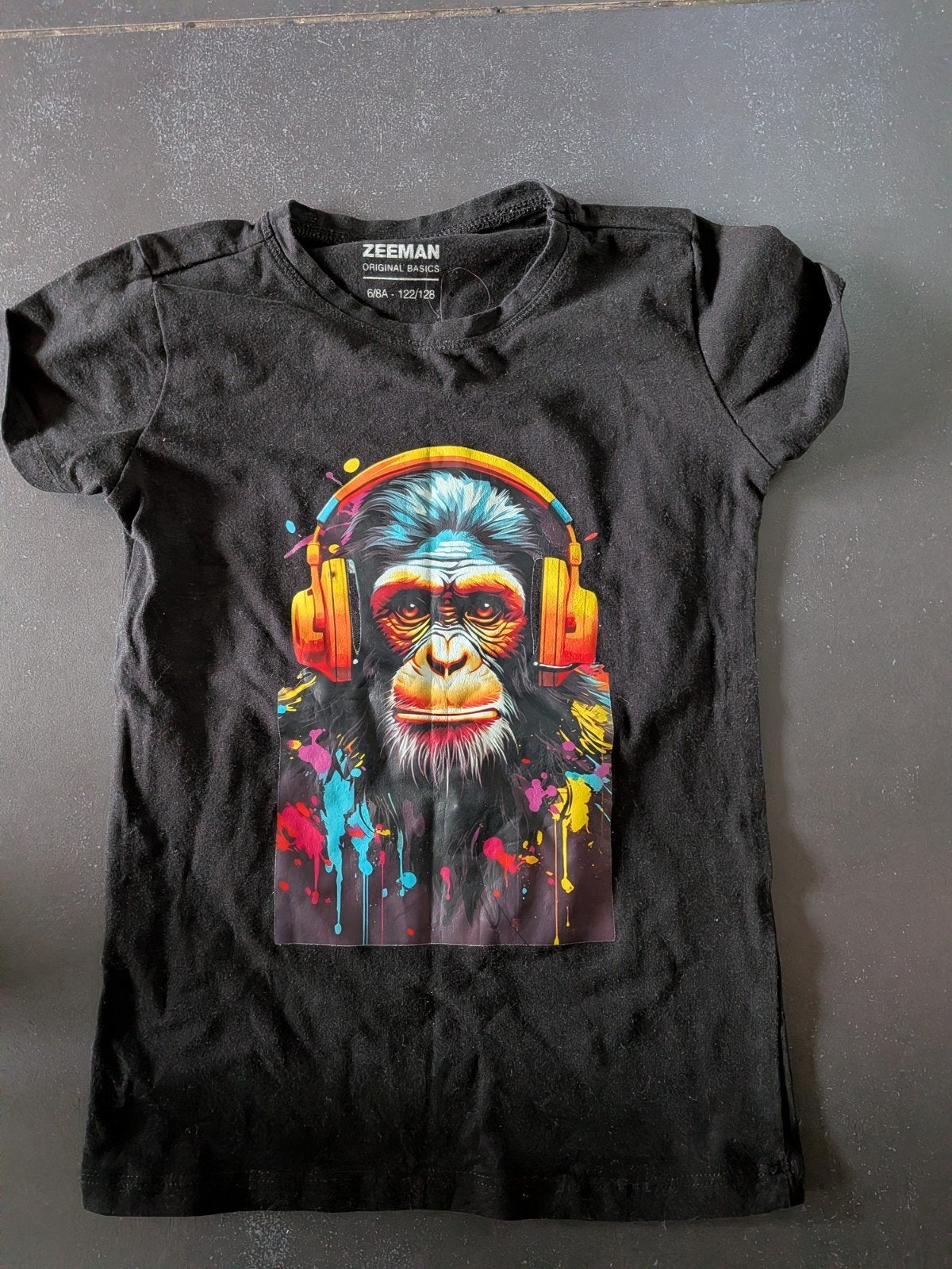 Zeeman T-shirt maat 122/128 met aap print, Zeeman, Gebruikt, Jongen of Meisje, Ophalen of Verzenden