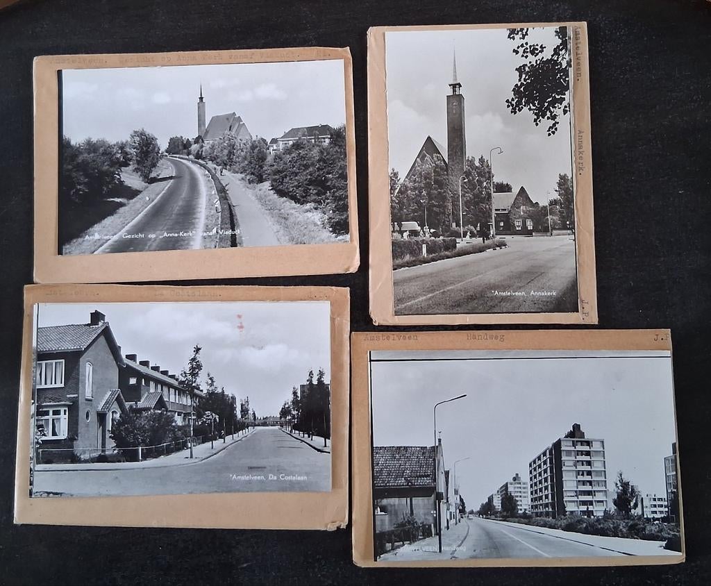 Amstelveen, 12 x glasplaat JosPe. Veel auto's., Ophalen of Verzenden, 1960 tot 1980, Ongelopen, Utrecht