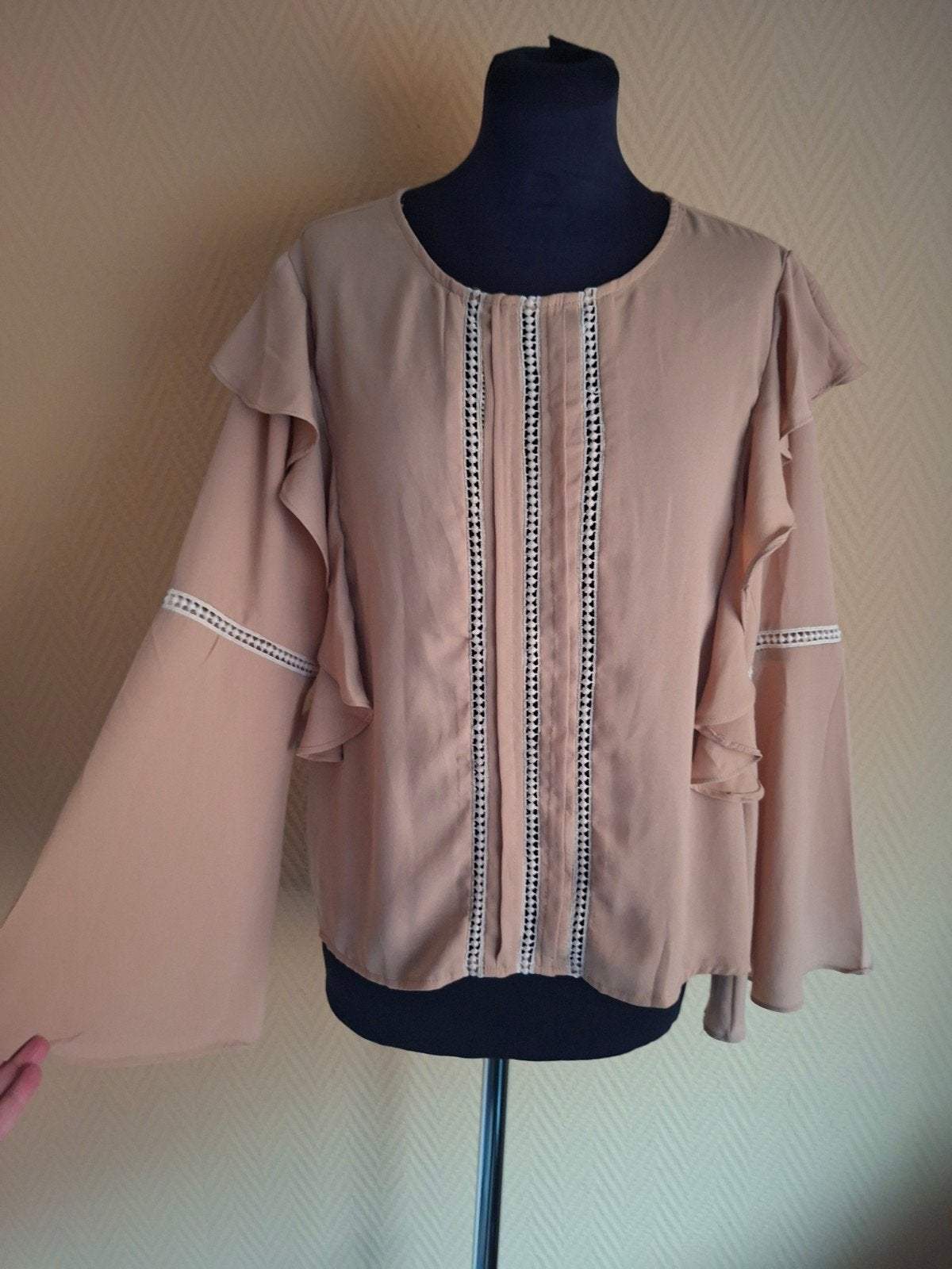Prachtige Bohemian Style Blouse van Meisie - Maat L, Beige, Maat 42/44 (L), Ophalen of Verzenden, Zo goed als nieuw