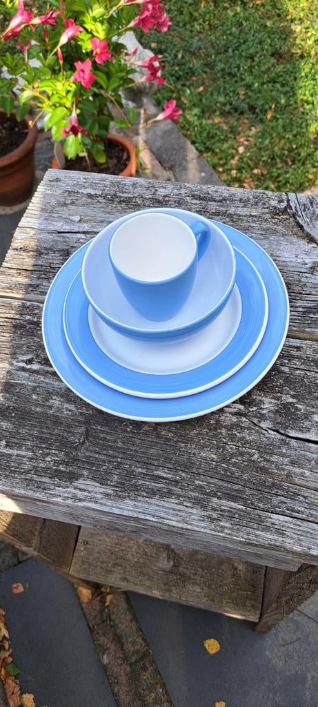 Ontbijtsetje blauw of groen, Ophalen, Nieuw, Overige stijlen, Kop(pen) en/of Schotel(s)