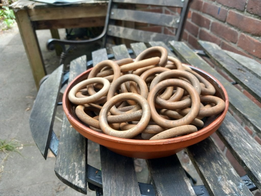 vintage houten ringen, brocante decoratie, gordijn, hobby, Ophalen of Verzenden