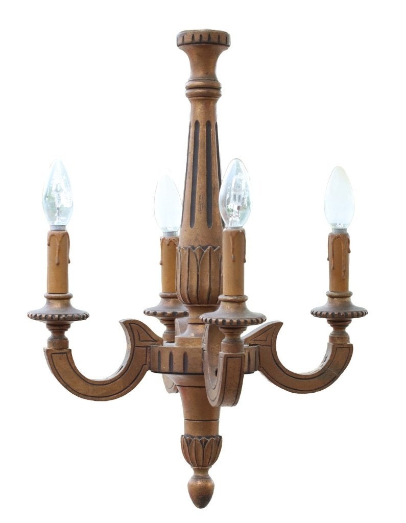 Franse neoklassieke kroonluchter gesneden hout, Ophalen, Gebruikt, Hout, Frans landelijk, Neoclassicisme, Directoire, jaren 0