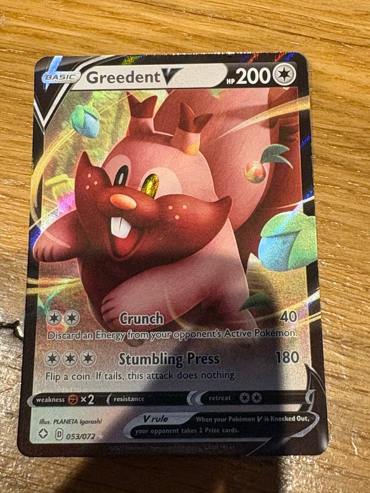 Pokémon Kaart: Greedent V (053/072) - Zo goed als nieuw, Ophalen, Zo goed als nieuw, Losse kaart, Foil