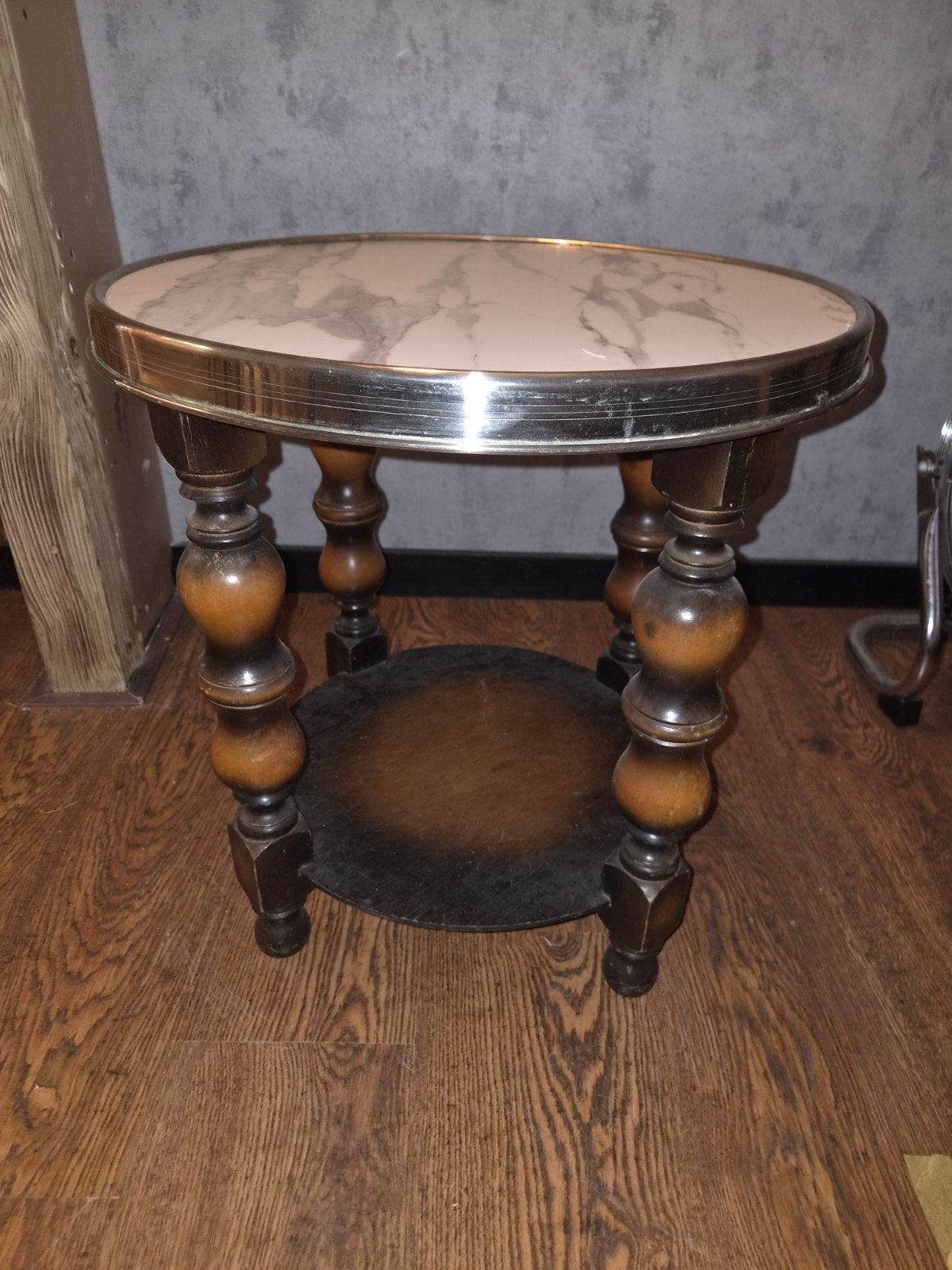Vintage bijzettafel met marmerlook blad, Ophalen