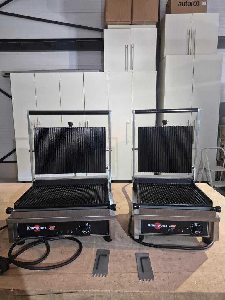 Te koop 2x Krampouz grillplaat/ Panini grill/ tosti ijzer, Ophalen, Zo goed als nieuw
