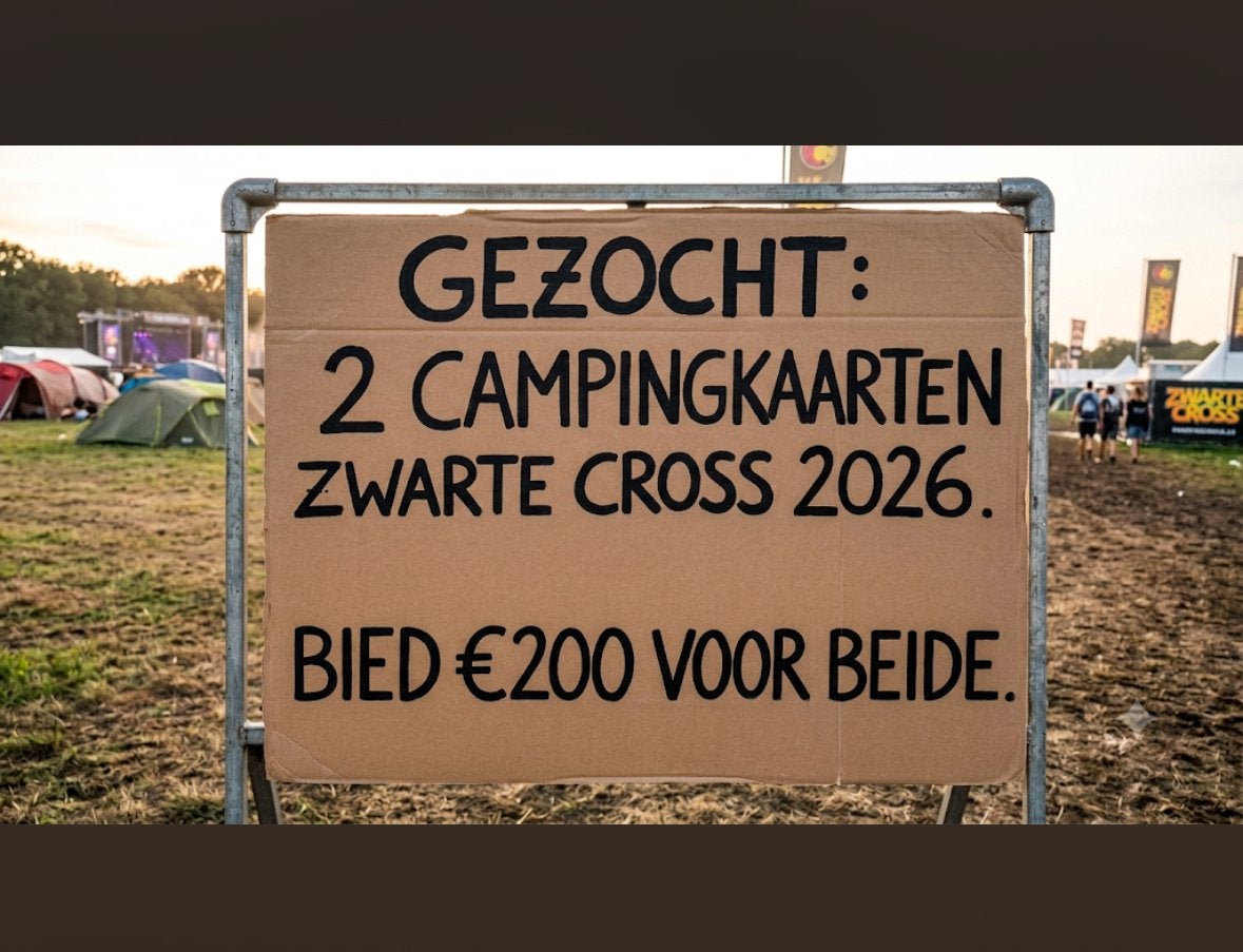 GEZOCHT CAMPINGKAART ZWARTE CROSS, Tickets en Kaartjes, Twee personen