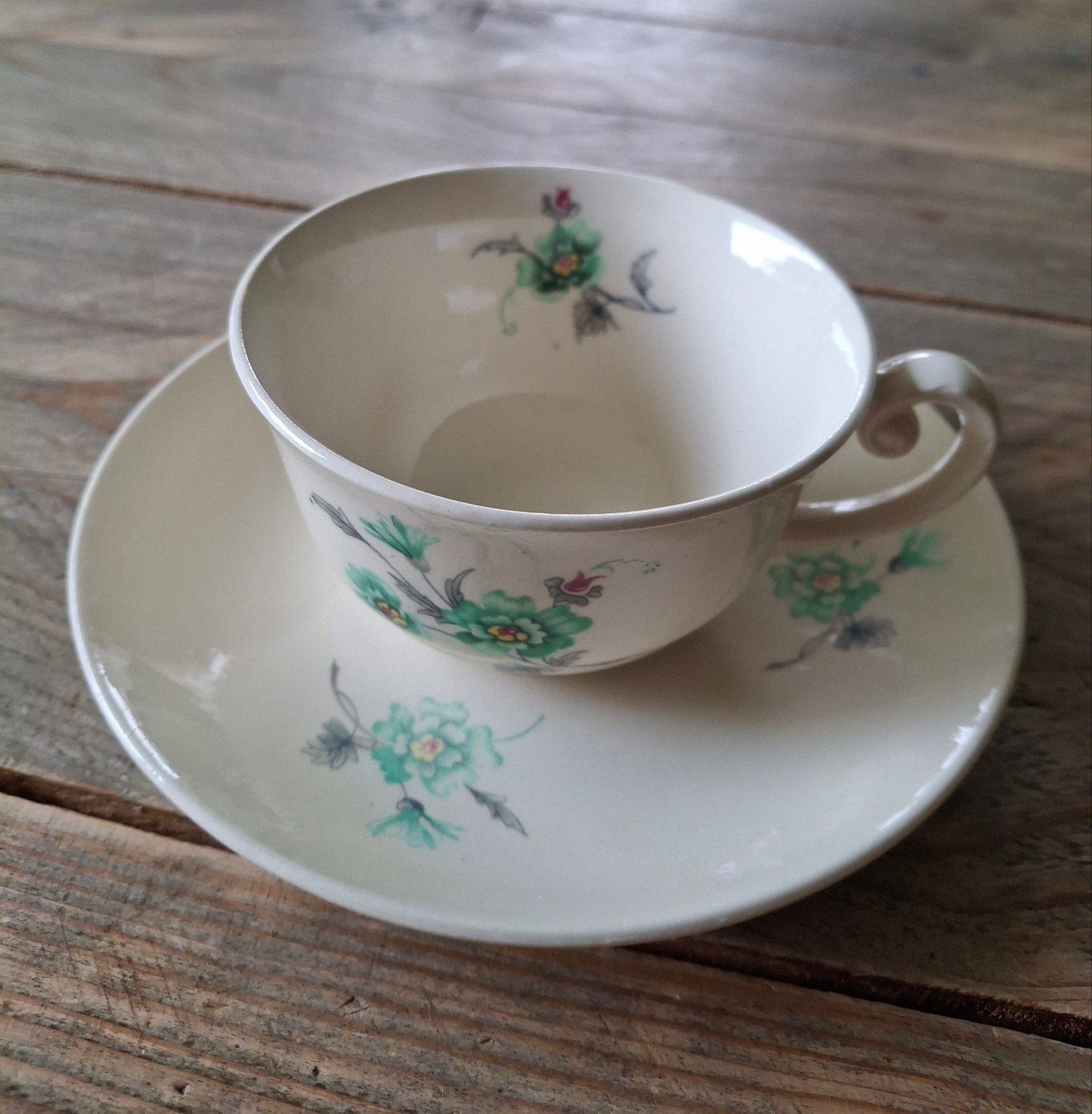 Vintage theekopjes en schotels met bloemmotief (9 sets), Ophalen of Verzenden