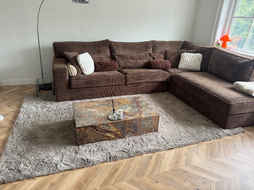 Hoogpolig vloerkleed 200 x 290 cm Taupe, Ophalen, Gebruikt, Fluffy, 200 cm of meer