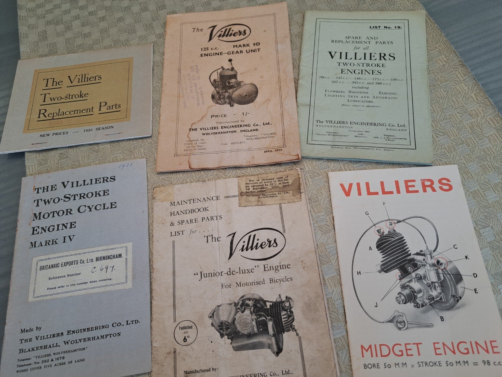 "VILLIERS " Set Motorboekjes, 1921+ 1950, Motoren, Ophalen of Verzenden, Overige merken