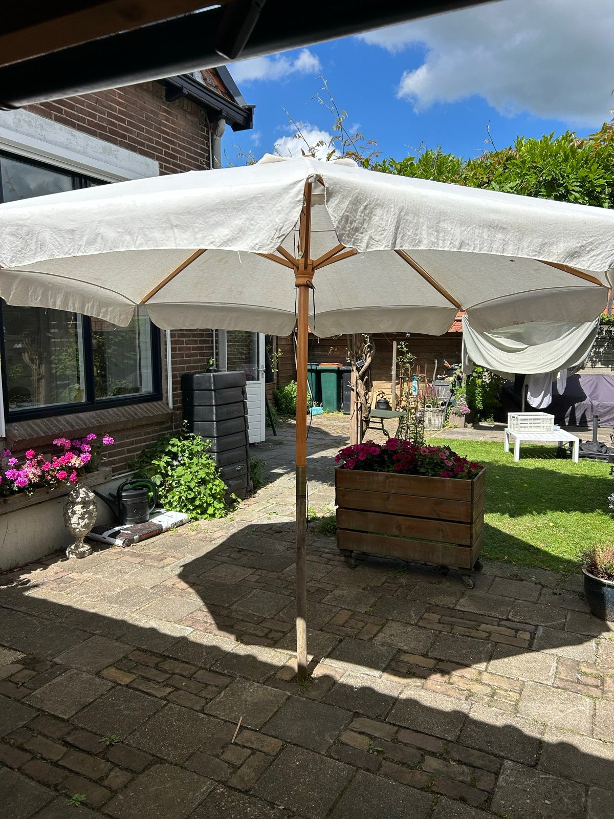 Parasol zonder voet, staander diameter 4,5 cm, Tuin en Terras, Parasols, Ophalen, Gebruikt, Stokparasol