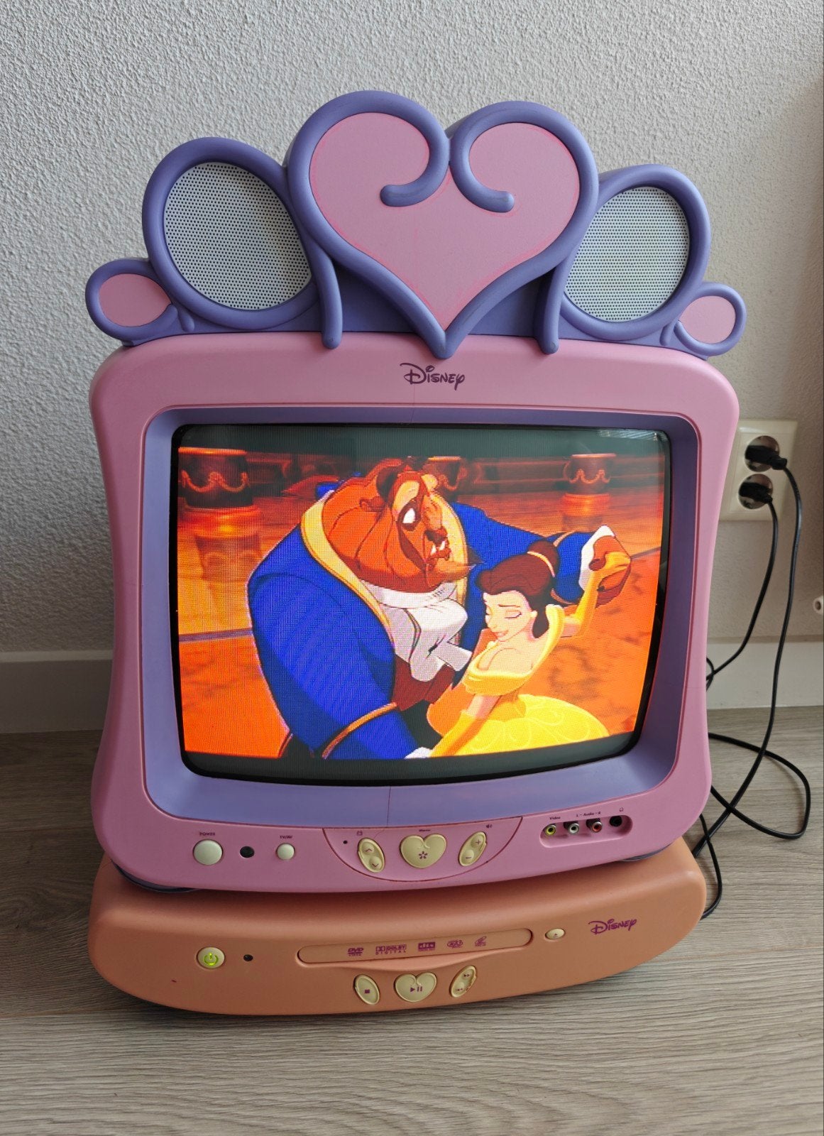 Vintage Disney Princess CRT TV 13 inch + DVD, Ophalen, Gebruikt, Minder dan 40 cm, Overige merken