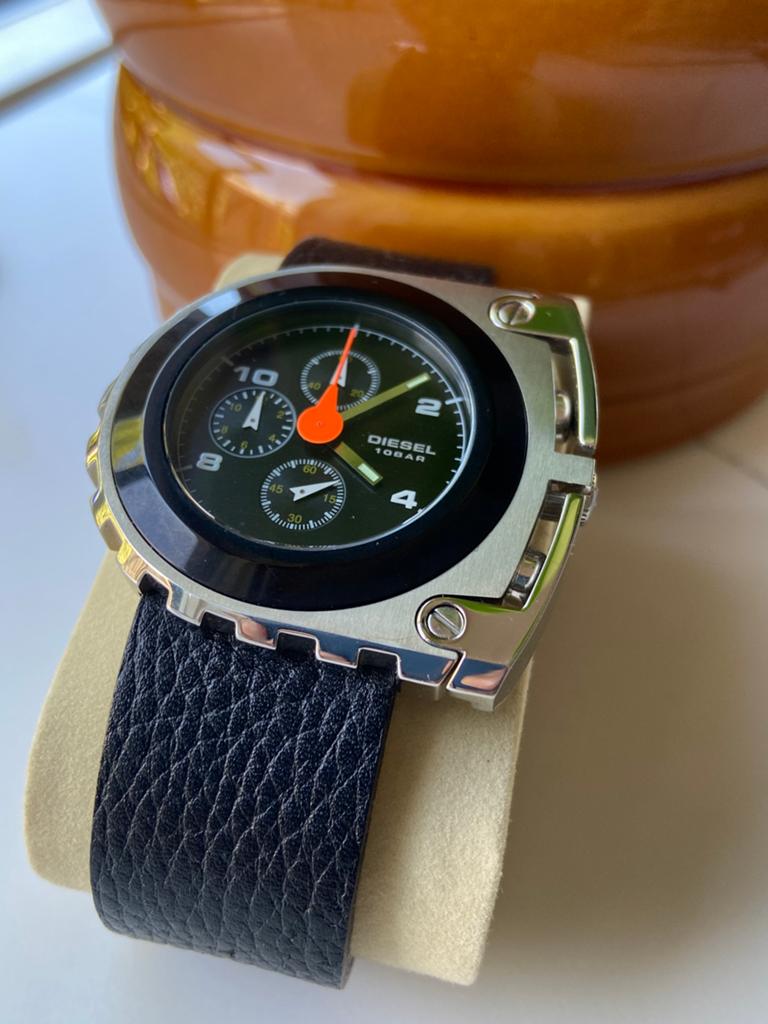 Diesel DZ4105 Art Deco Chronograaf Nieuw, Zwart, Ophalen of Verzenden, Zo goed als nieuw, Waterdicht