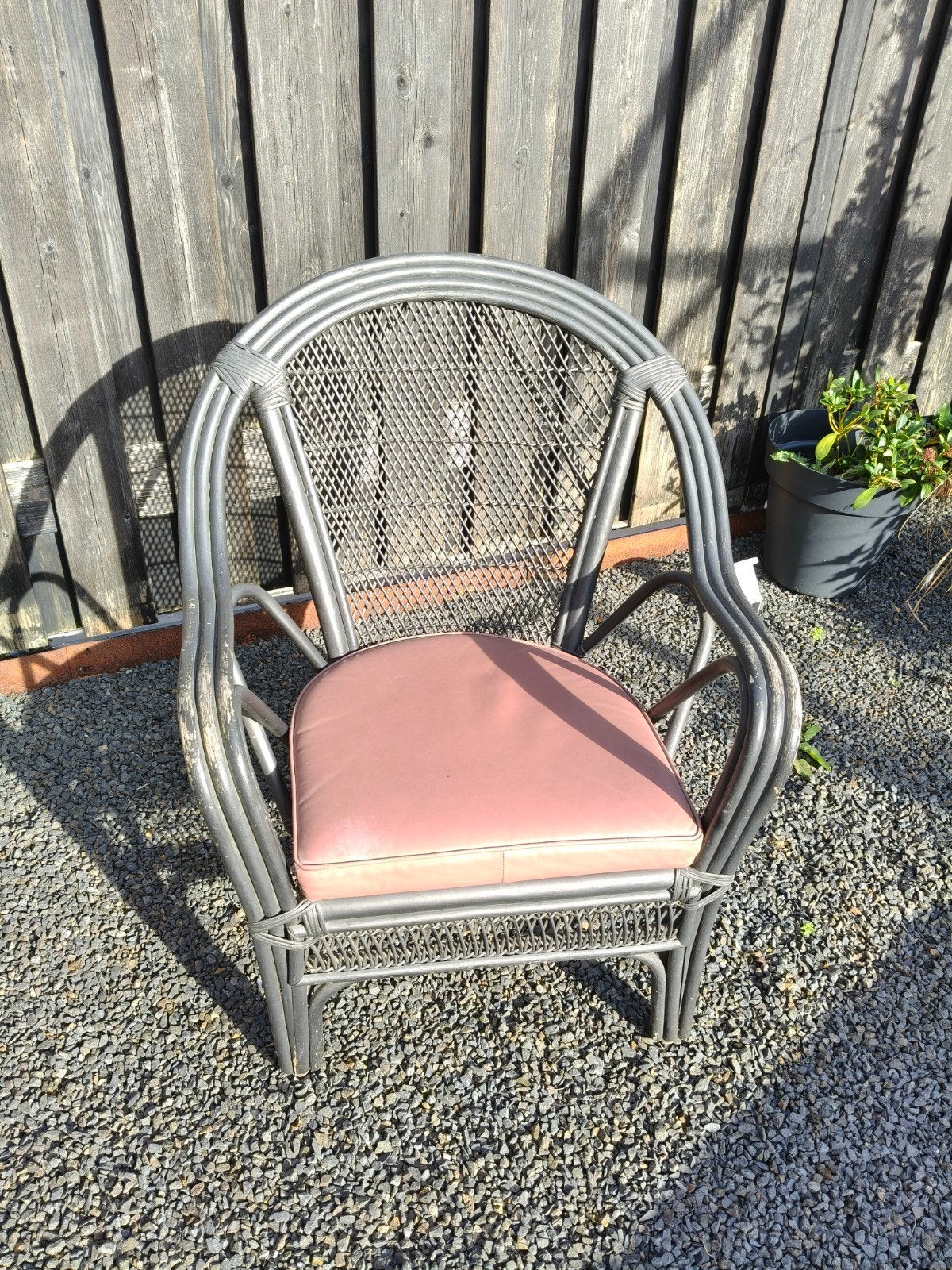 Vintage rotan stoel met vast zitkussen, Ophalen