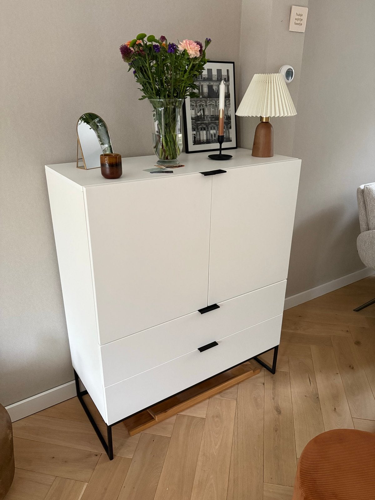 Witte kast met lades en deuren, Huis en Inrichting, Ophalen, Gebruikt