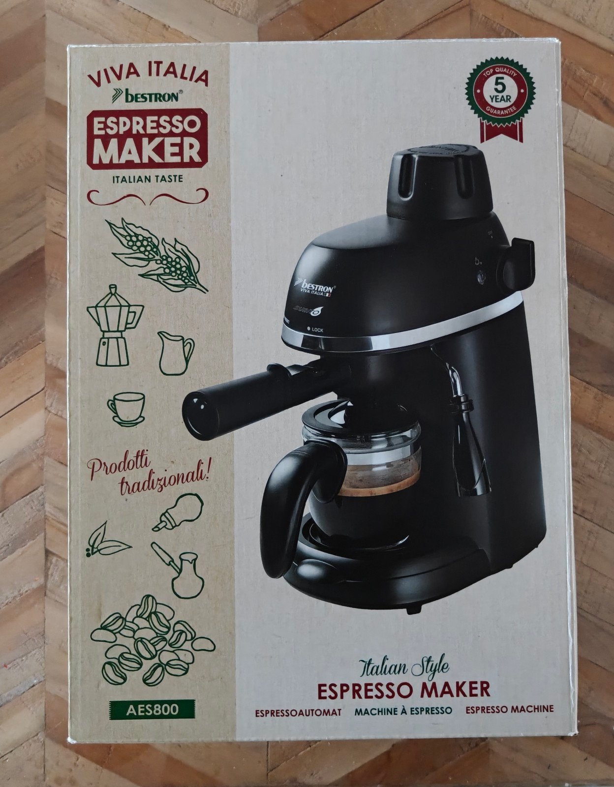 Bestron AES800 Espresso Maker - Nieuw in doos, Espresso apparaat, Nieuw, Gemalen koffie, Ophalen of Verzenden