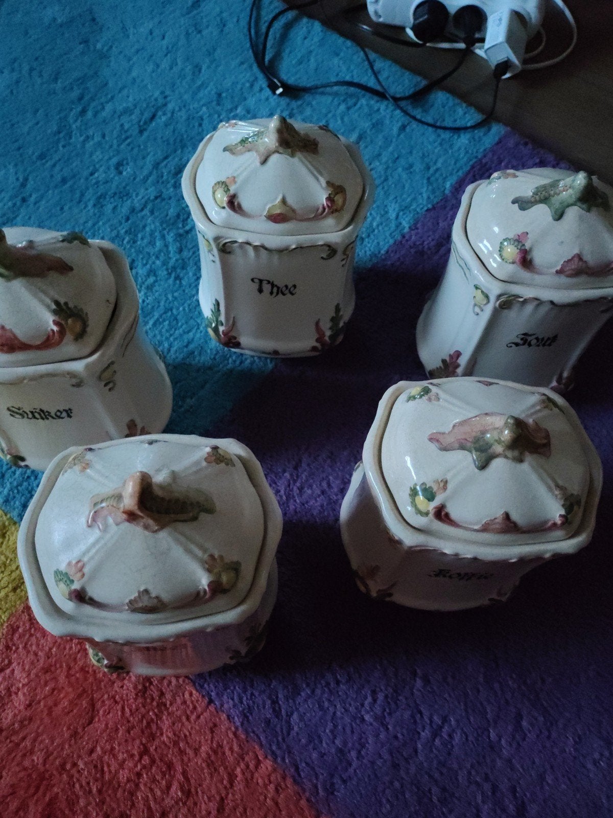 Vintage Voorraadpotten Set - Herr Fayence (Handbeschilderd), Ophalen of Verzenden