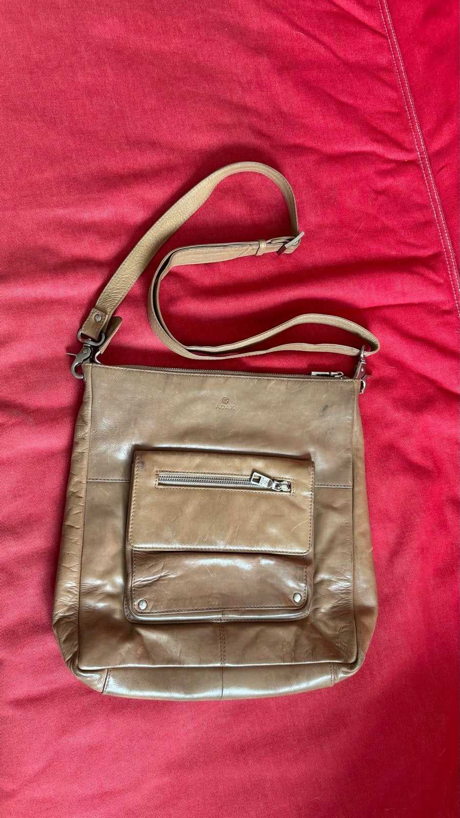 Adax Leren Schoudertas - beige / lucht bruin, Ophalen of Verzenden, Gebruikt, Beige, Schoudertasje
