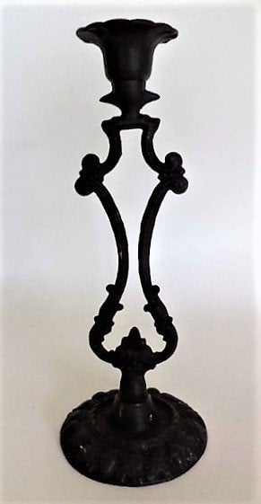 Vintage Gietijzeren Kandelaar Ornate Gothic - Gemerkt Japan, Ophalen of Verzenden
