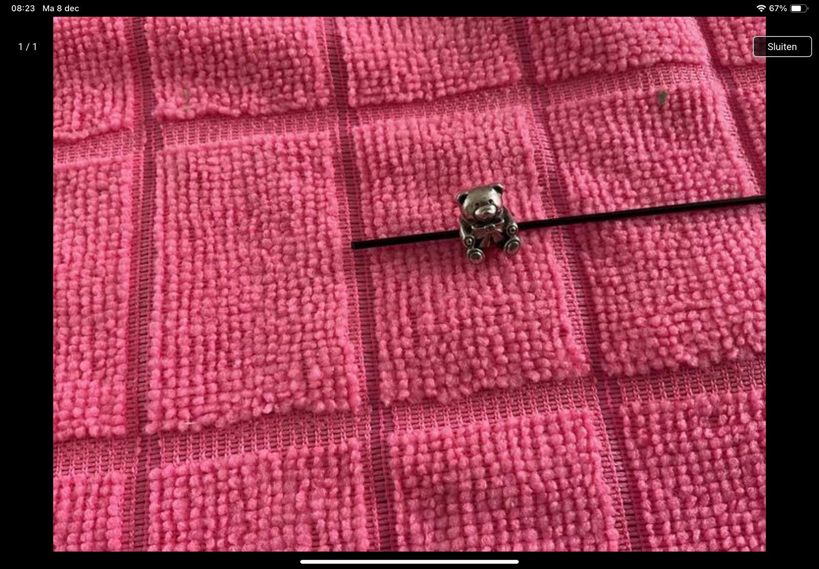 Pandora Bedel Beer met rose strik, Ophalen of Verzenden, Zo goed als nieuw, Zilver, Pandora