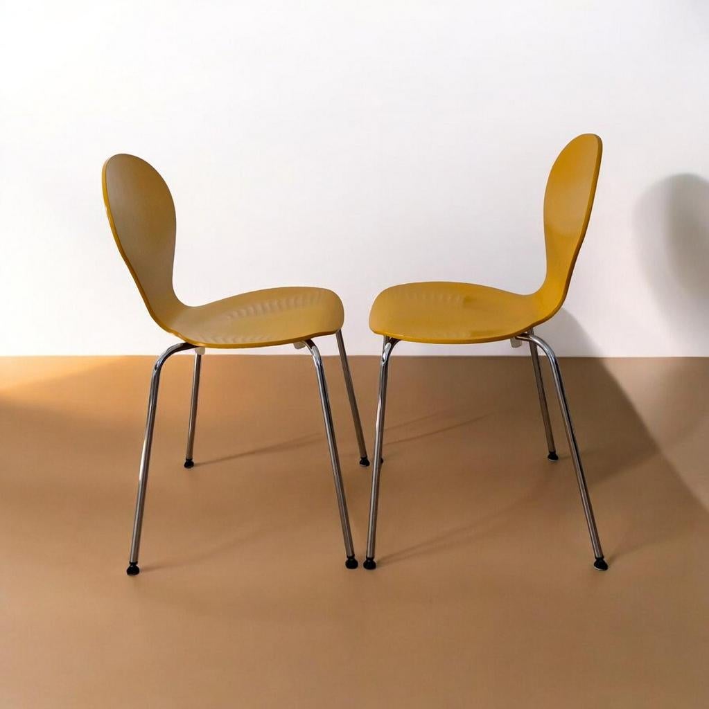 2 vintage Danerka stoelen, oranje, Deens design, Huis en Inrichting, Stoelen, Ophalen, Gebruikt, Twee, Overige kleuren