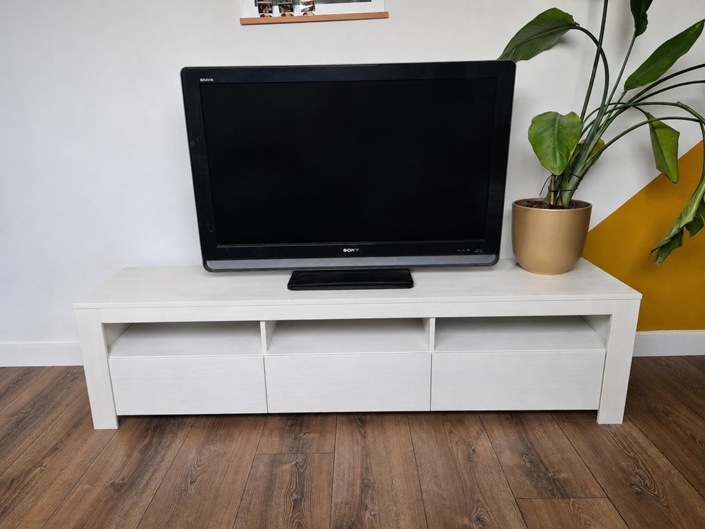 WOOOOD tv meubel Lars grenen wit gelakt, Huis en Inrichting, Kasten | Televisiemeubels, Gebruikt, 150 tot 200 cm, Ophalen of Verzenden