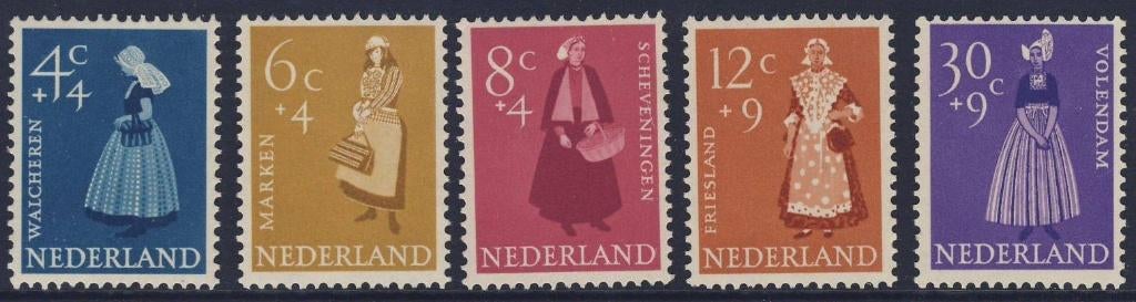 Postfris, Zomerzegels 1958 NVPH 707/711, Postzegels en Munten, Verzenden, Na 1940, Postfris