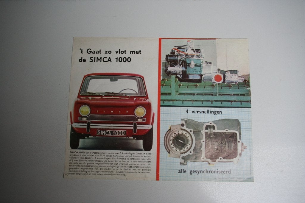 Folder / flyer Simca 1000 (1961) (6), Ophalen of Verzenden, Zo goed als nieuw, Overige merken