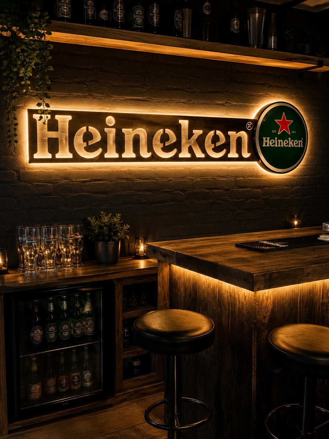Heineken LED Verlichting - 140cm x 46cm, Ophalen, Nieuw